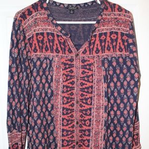 Lucky Brand Womens Americana Peasant blouse